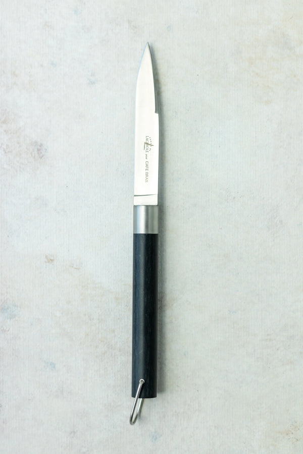 « Café Bras » steak knife designed by Michel Bras, black composite plant fibber handle, 22 cm total length, matt finish