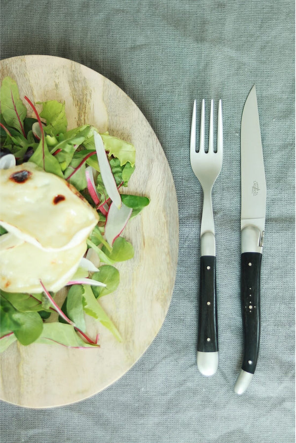 Forge De Laguiole knives with Ebony handle and Stainless Steel Satin Finish