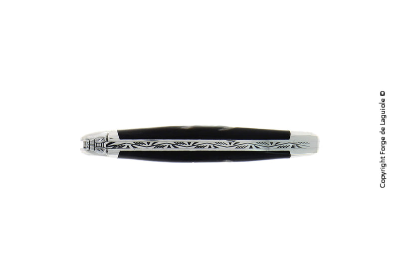 Forge De Laguiole foldekniv, 11 cm, håndtag med mørk hornspids, skinnende finish