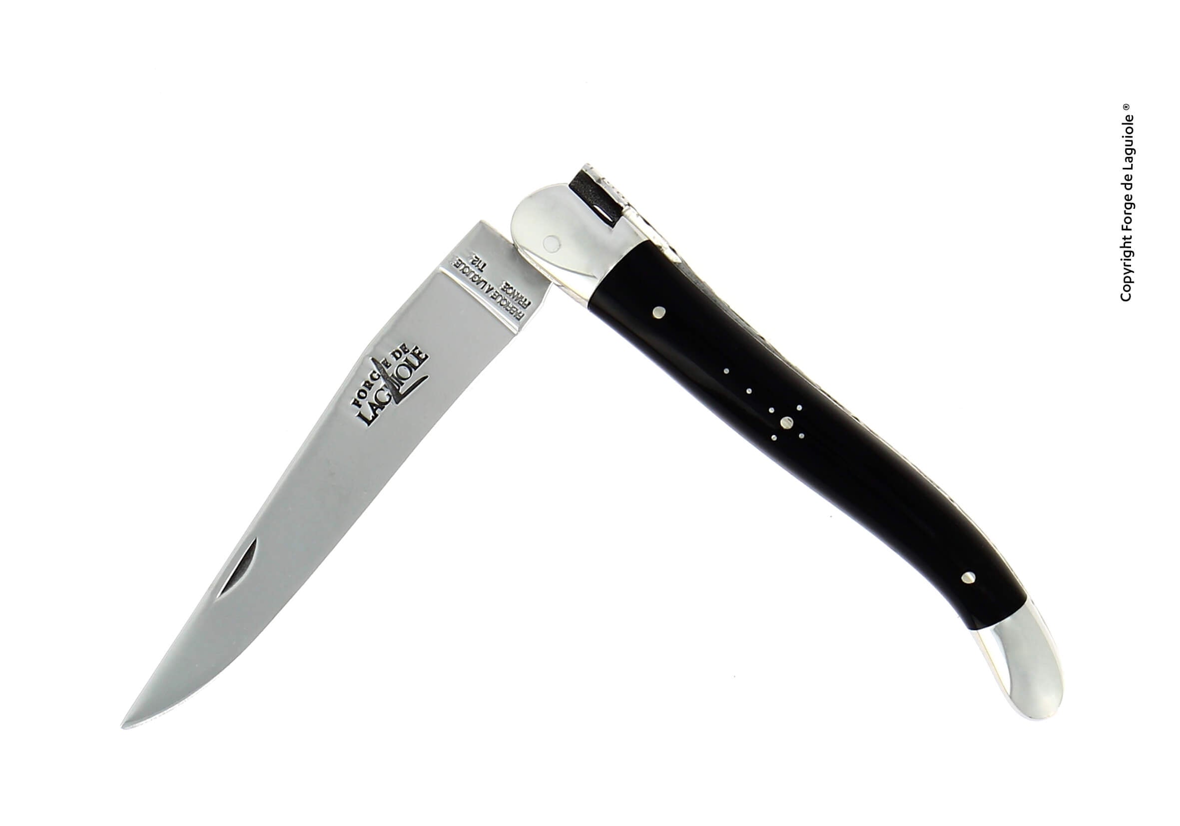 Forge De Laguiole Folding knife, 11 cm, dark horn tip handle, shiny finish