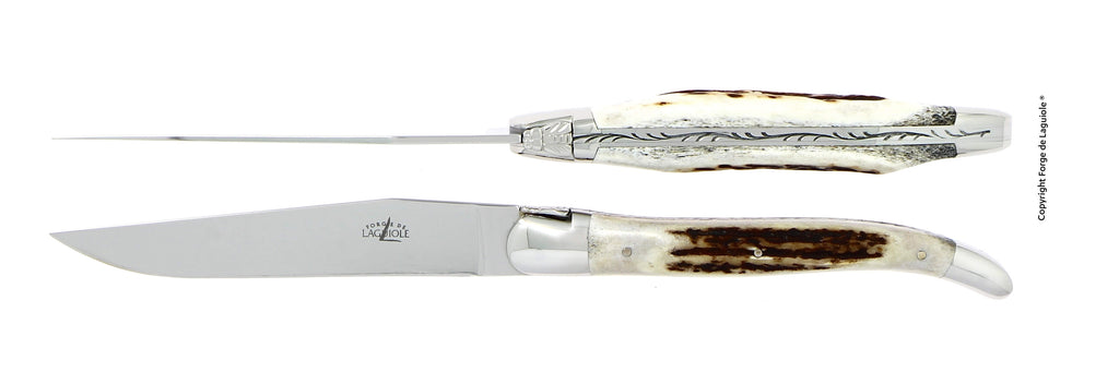 Forge De Laguiole - Dear Antler handle - High Polished Stainless Steel Blade