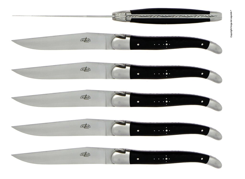 Forge De Laguiole knives with Ebony handle and Stainless Steel Satin Finish