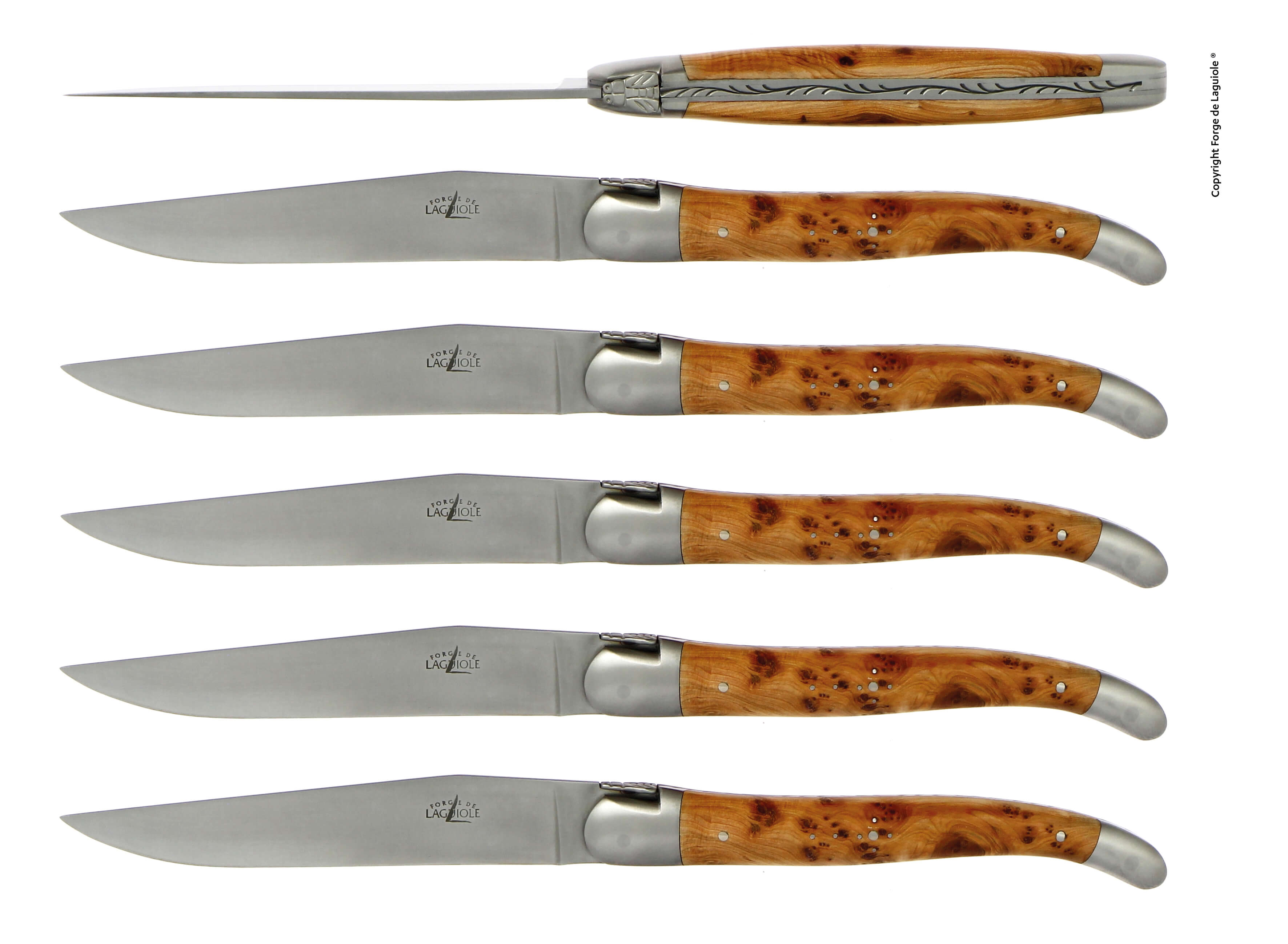 Forge De Laguiole Juniper handle - Satin Matte Stainless Steel Blade