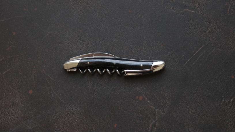 Forge De Laguiole Sommelier corkscrew with Dark Horn and High polish finish.