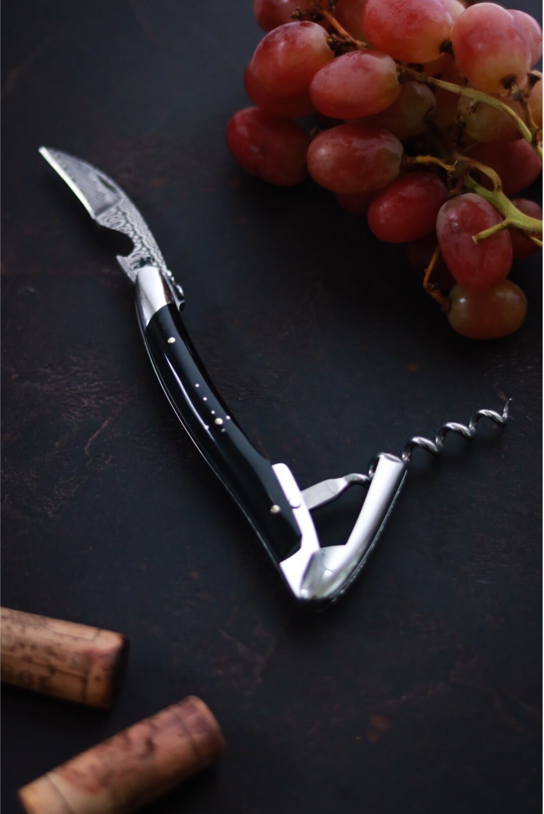 Forge De Laguiole Sommelier corkscrew with Dark Horn and High polish finish.