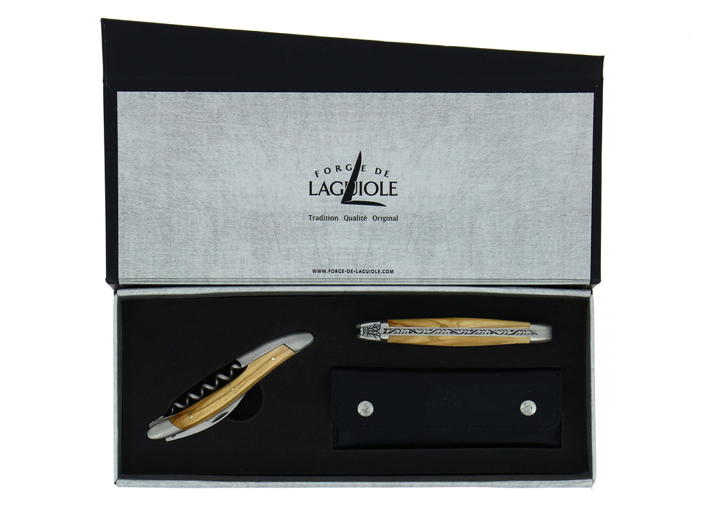 Forge De Laguiole, Pocket knife, 11 cm, olivewood handle, matt finish