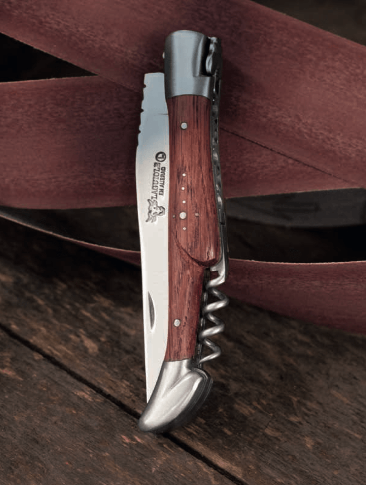 Laguiole En Aubrac – Pocket Knife with Corkscrew – Barrel Oak Handle