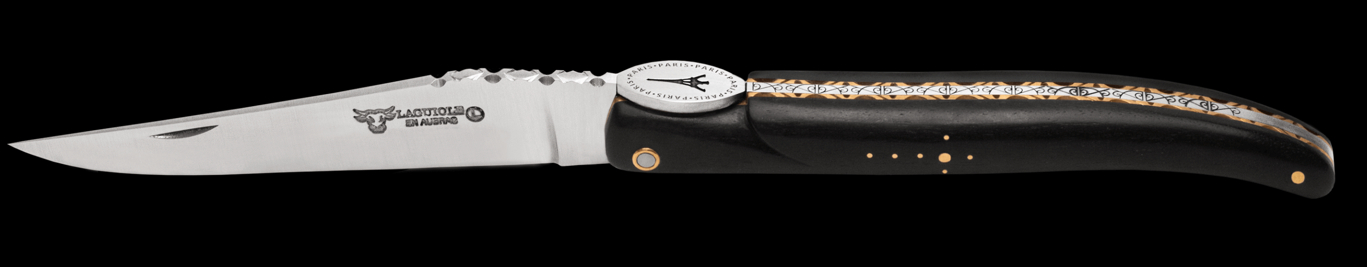 Laguiole En Aubrac - ORIGINE TOUR EIFFEL - Lommekniv med ibenholt håndtag