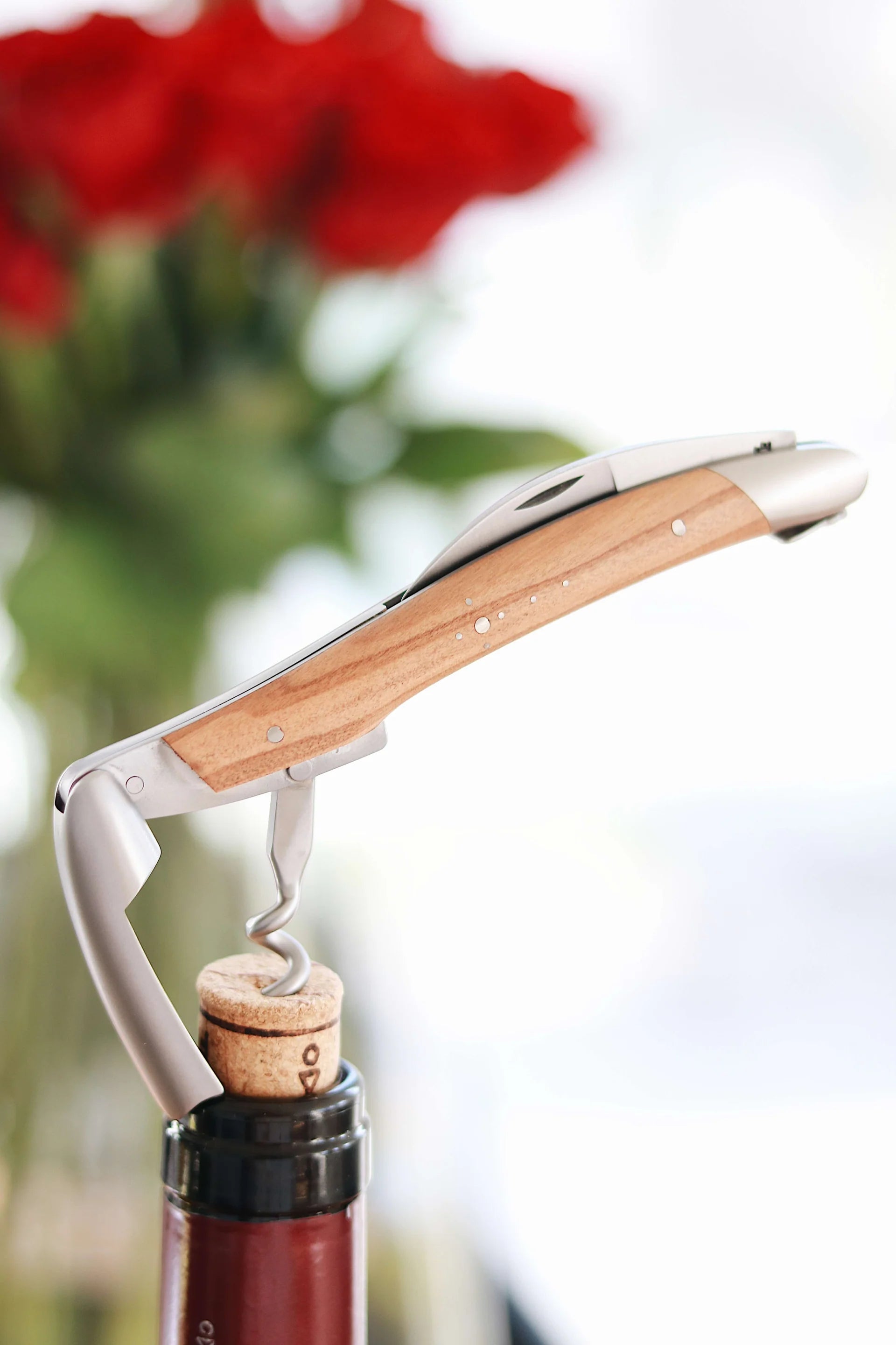 Giftset - Olivewood -  Sommelier Wineopener and Folding knive - Forge De Laguiole