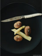 Forge De Laguiole knives with Bone handle, 2 stainless steel bolsters and High Polished Stainless Steel Blade