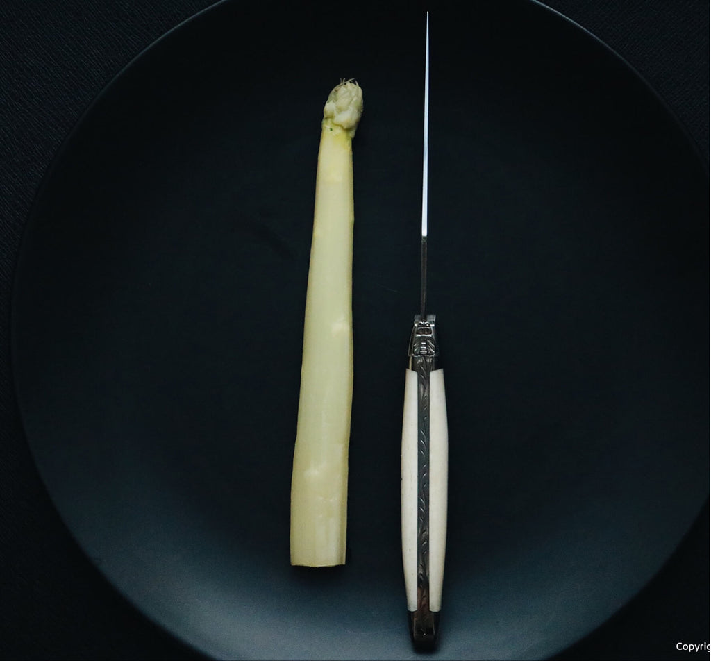Forge De Laguiole knives with Bone handle, 2 stainless steel bolsters and High Polished Stainless Steel Blade