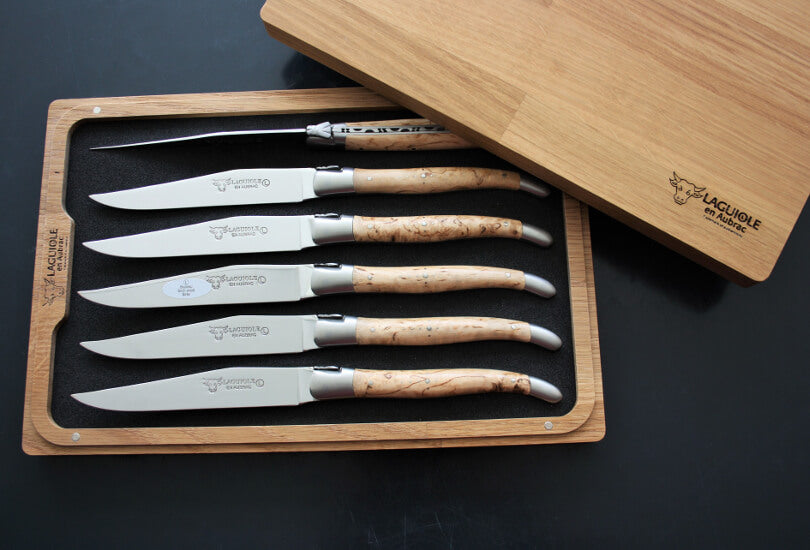 Laguiole En Aubrac steak knives in Birch wood