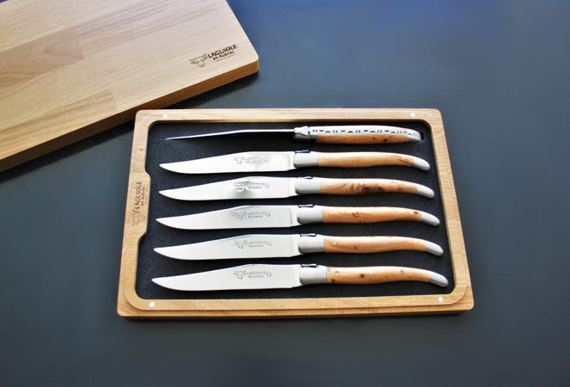 Laguiole En Aubrac Juniper Wood Steak Knives | Handcrafted in