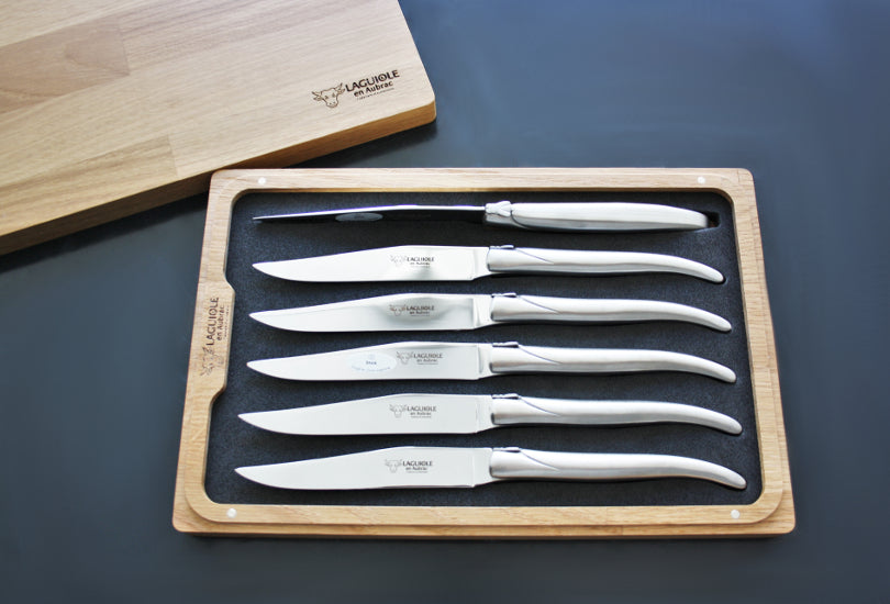 Laguiole En Aubrac Matt Stainless Steel Steak Knives | Handcrafted